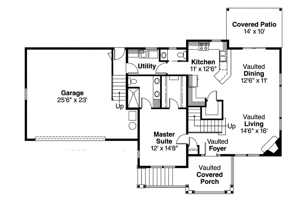 Craftsman House Plan - Mathis 30-475 - 1st Floor Plan 