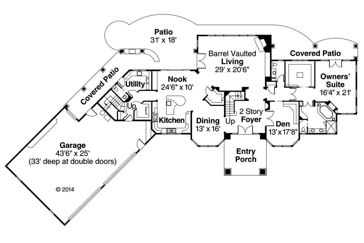 Mediterranean House Plan - Jacksonville 30-563 - 1st Floor Plan 