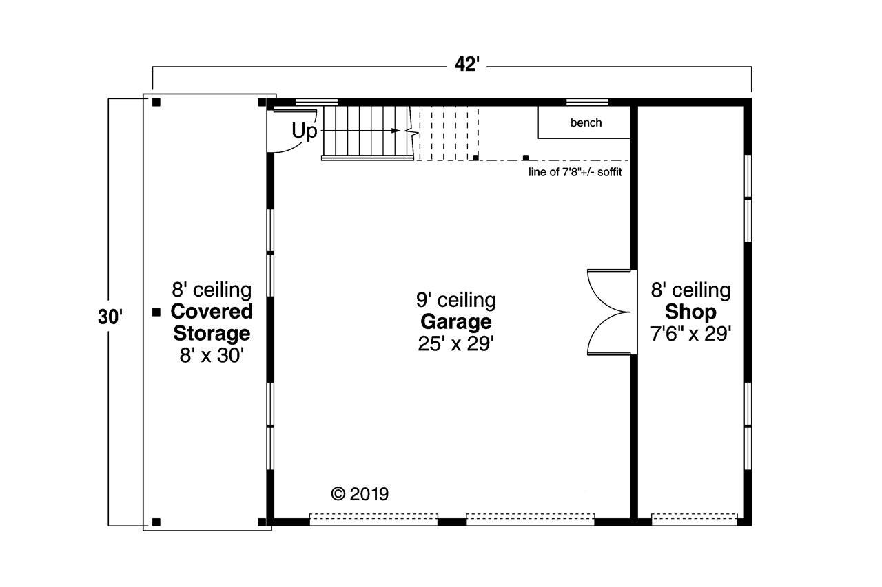 Craftsman House Plan - 20-100 - 1st Floor Plan 