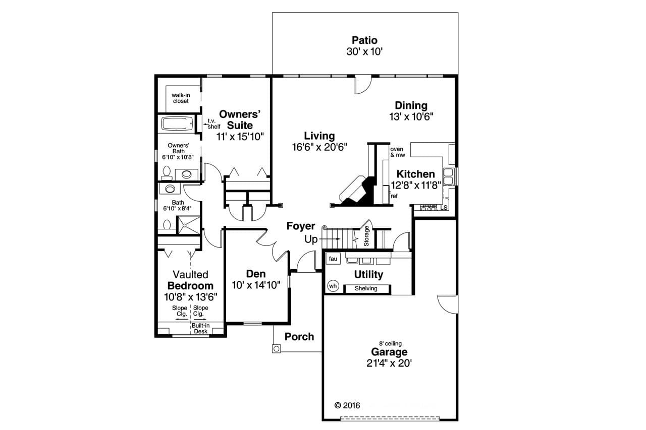 Classic House Plan - Glenbarr 30-457 - 1st Floor Plan 
