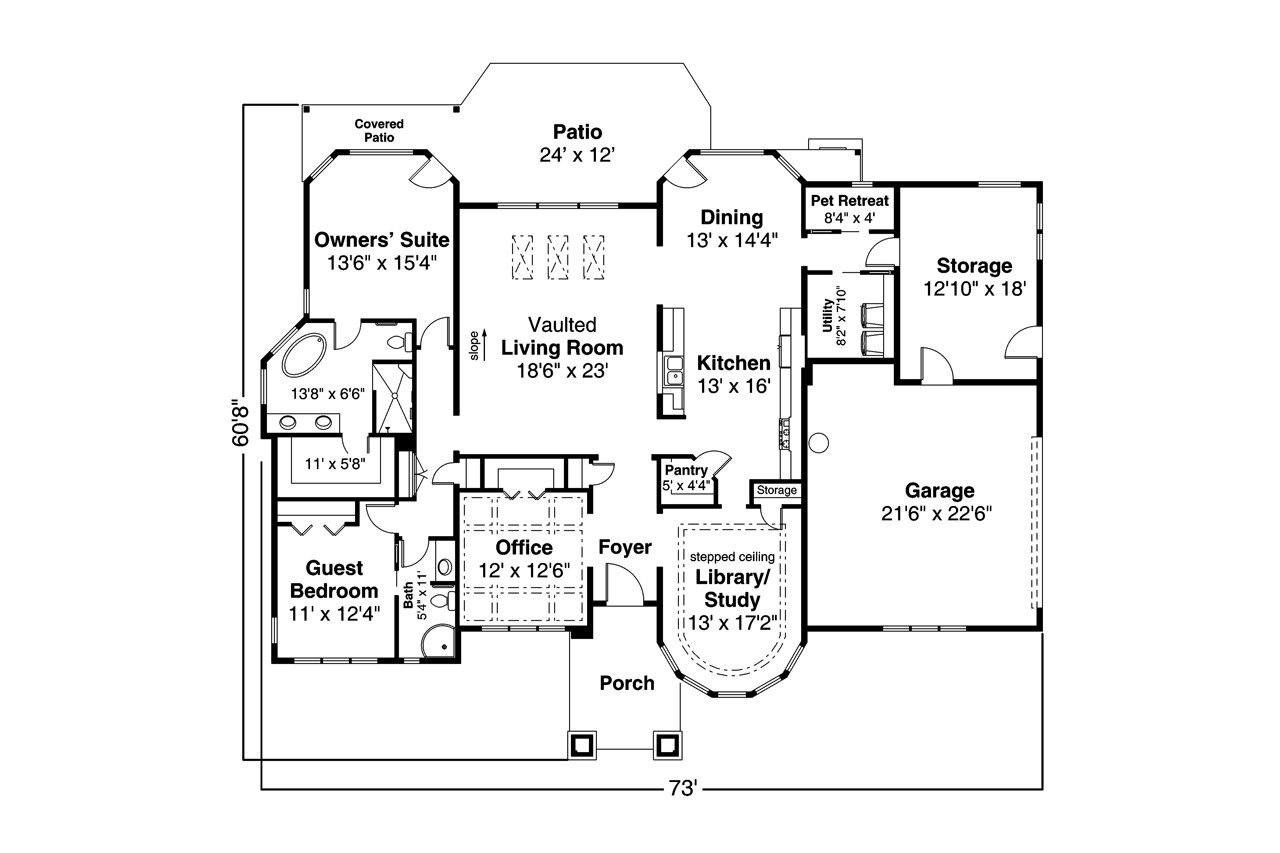 Prairie House Plan - Tahoma 31-123 - 1st Floor Plan 