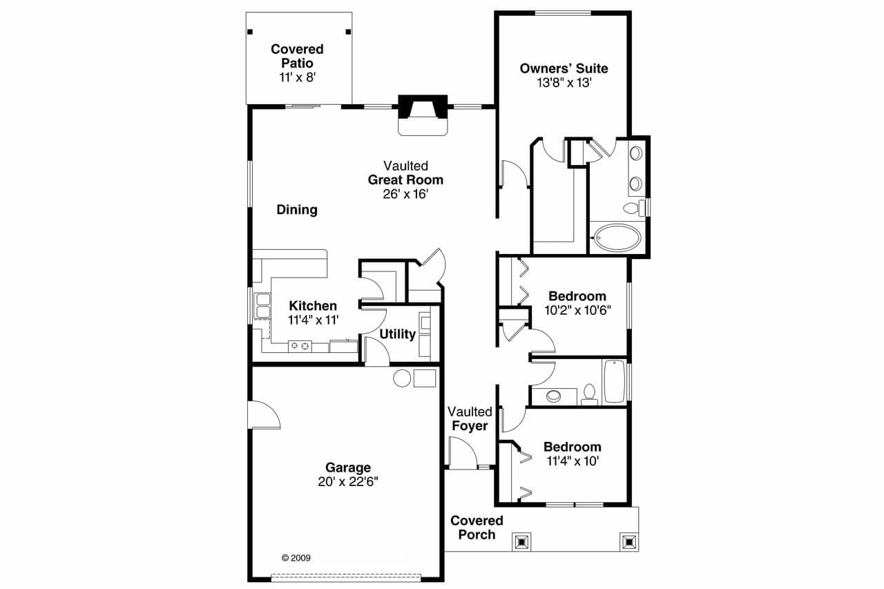 Craftsman House Plan - Westwood 30-693 - 1st Floor Plan 