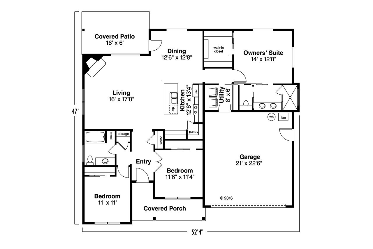 Ranch House Plan - Eastgate 31-047 - 1st Floor Plan 