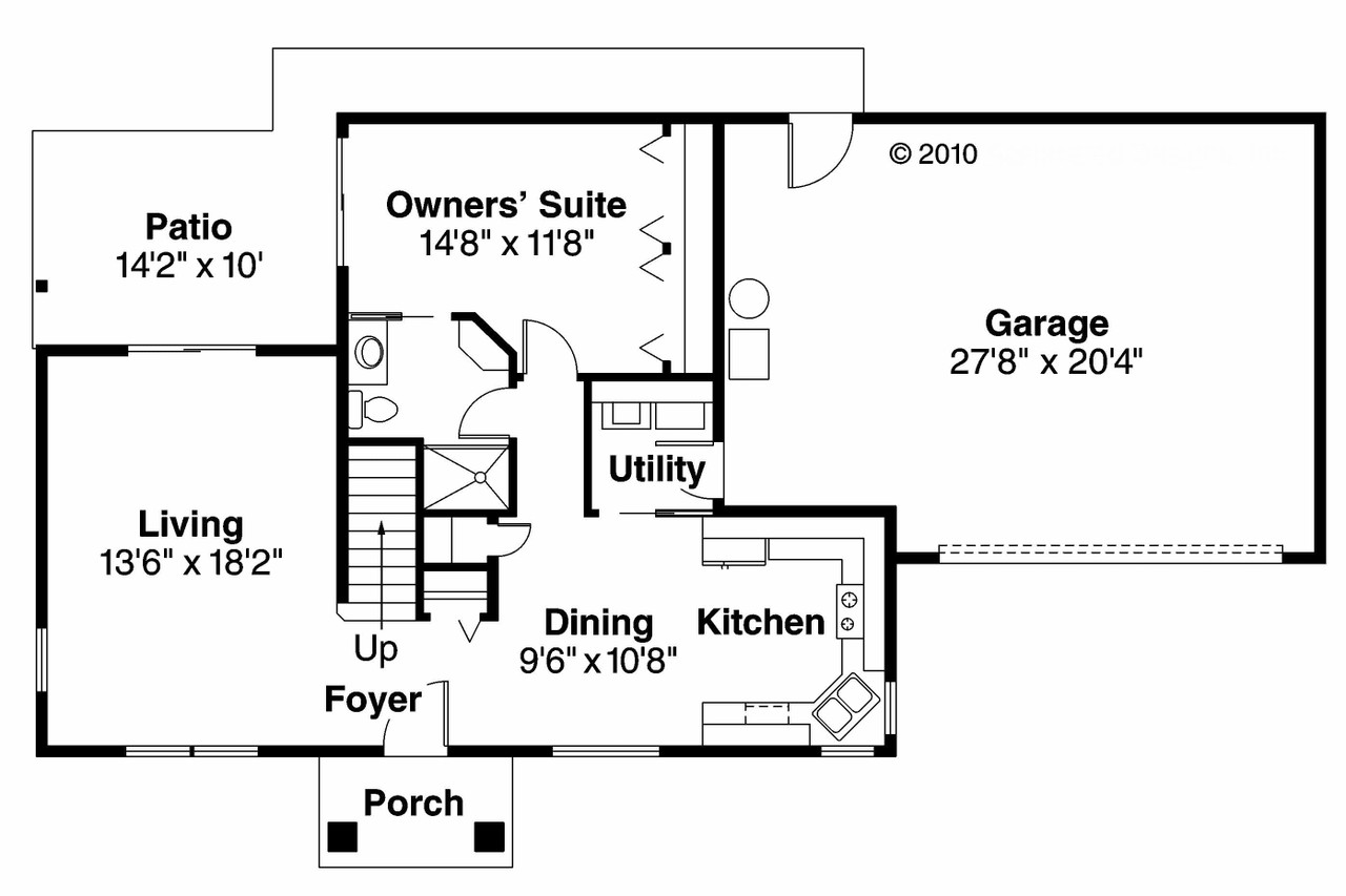 Cottage House Plan - Stapleton 30-478 - 1st Floor Plan 