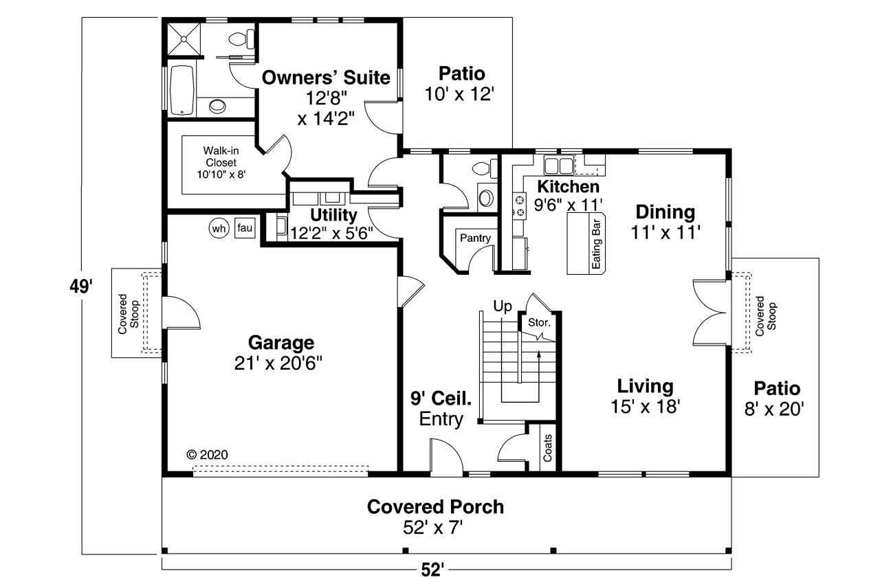 Country House Plan - Primrose 30-826 - 1st Floor Plan 