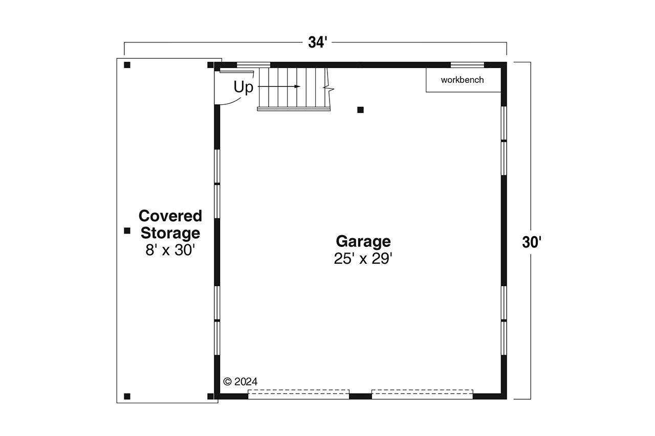 Craftsman House Plan - Garage 20-087 - 1st Floor Plan 