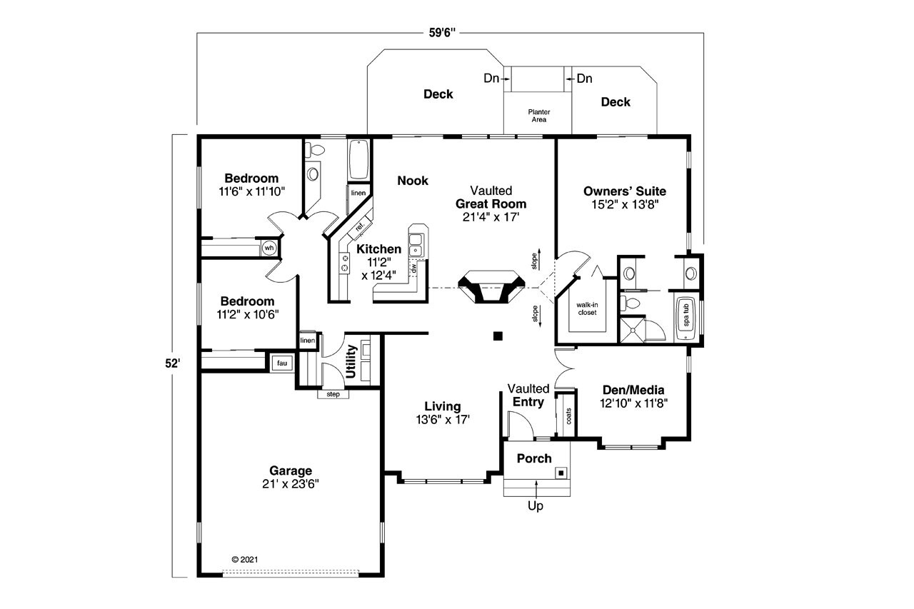 Traditional House Plan - Wileada 10-011 - 1st Floor Plan 