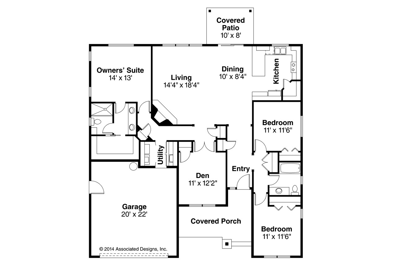 Cottage House Plan - Northfield 30-972 - 1st Floor Plan 