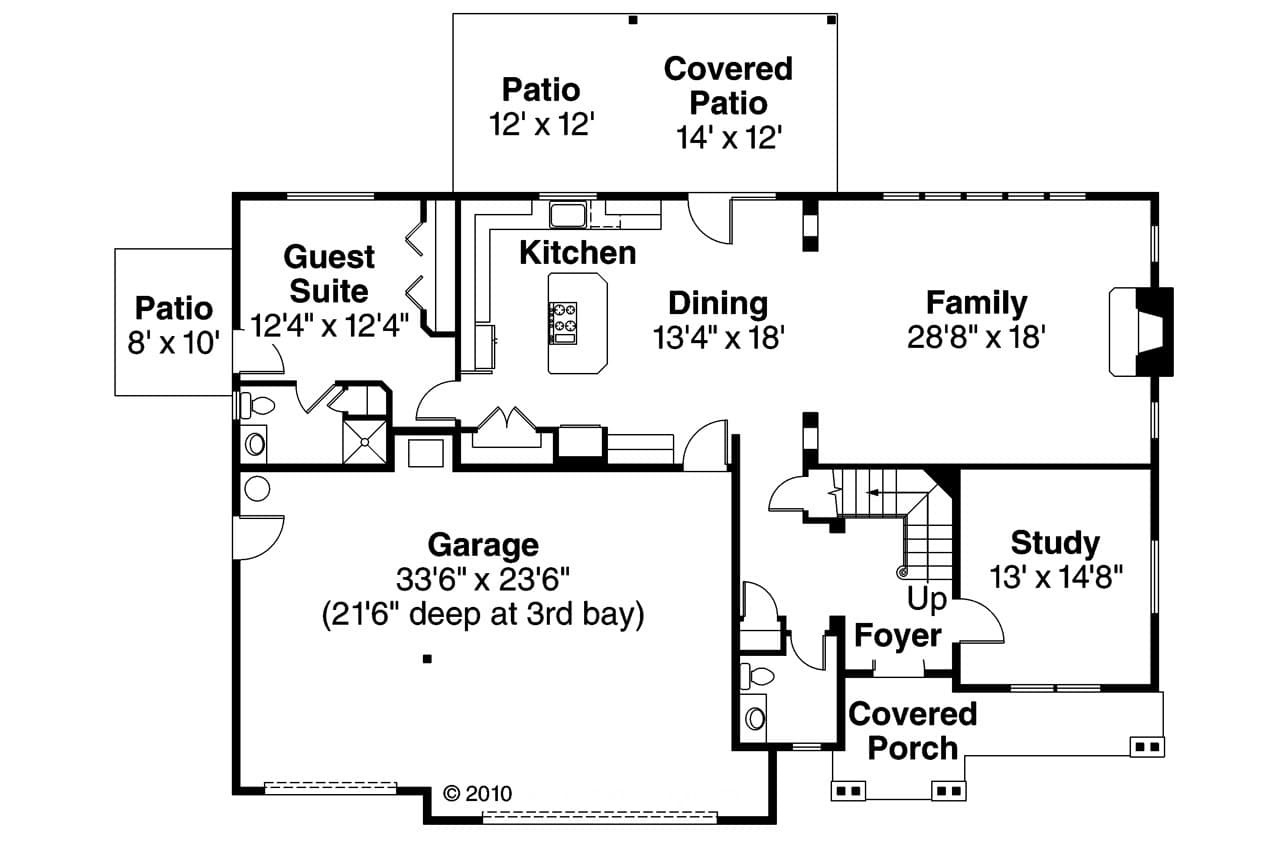 Craftsman House Plan - Oakridge 30-761 - 1st Floor Plan 