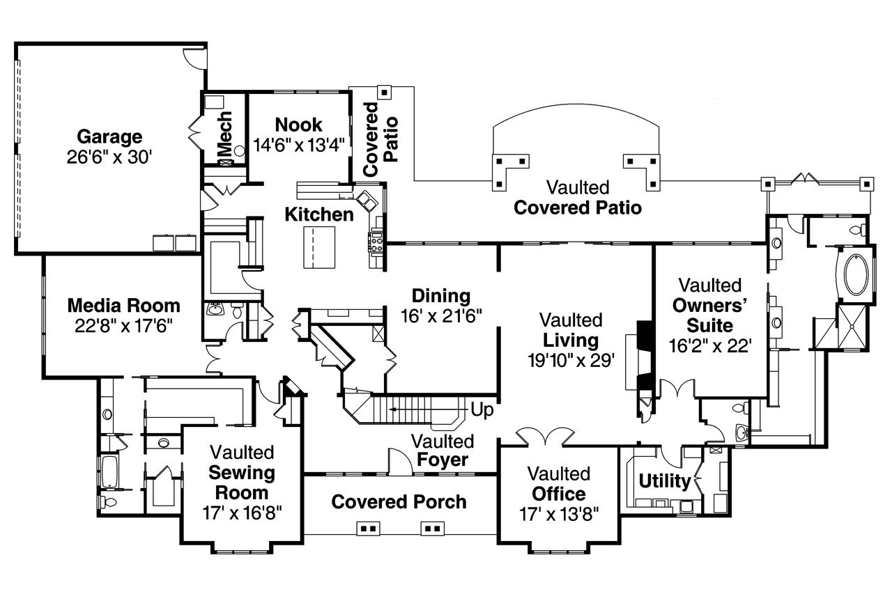 Traditional House Plan - Monticello 30-734 - 1st Floor Plan 
