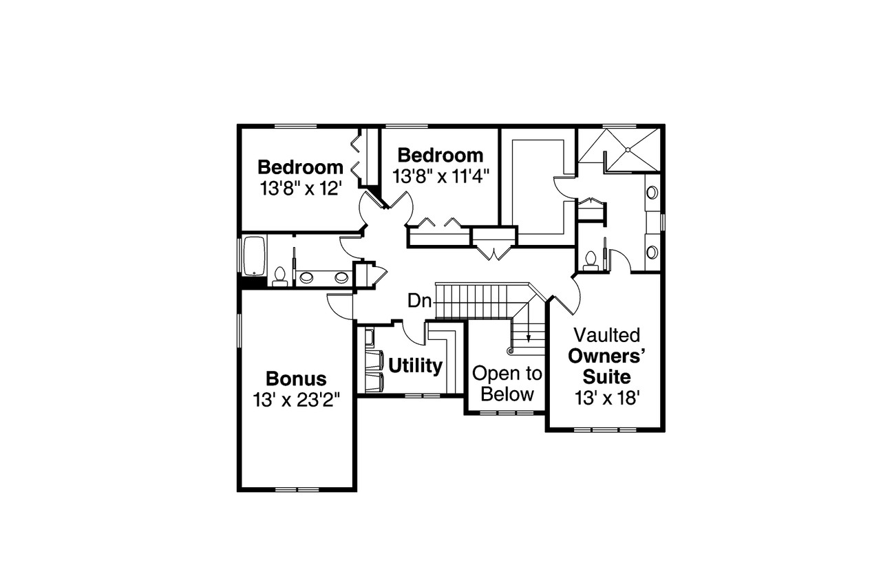 Secondary Image - Craftsman House Plan - Forest Grove 30-954 - 2nd Floor Plan 