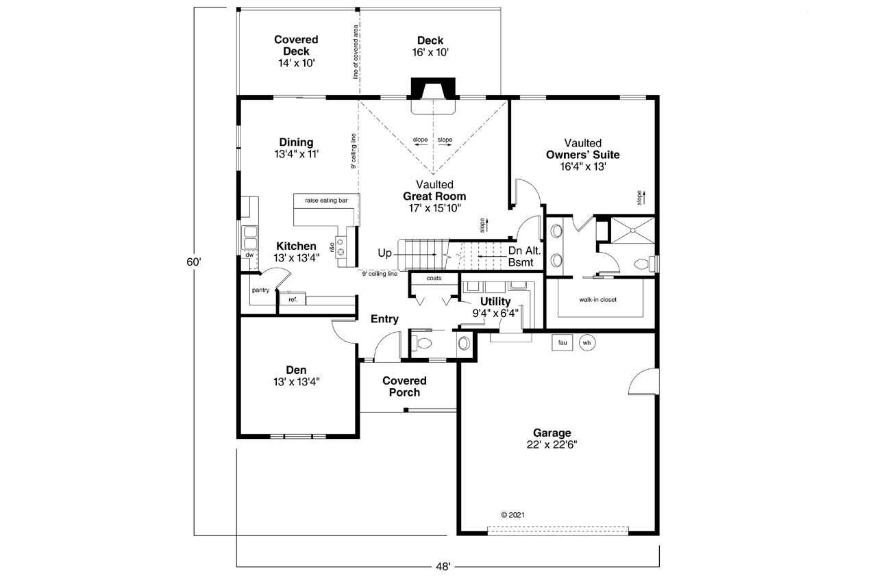 Cottage House Plan - Brookville 30-928 - 1st Floor Plan 