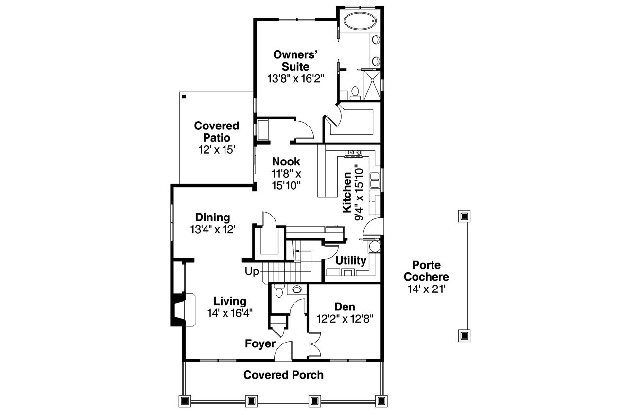 Bungalow House Plan - Markham 30-575 - 1st Floor Plan 