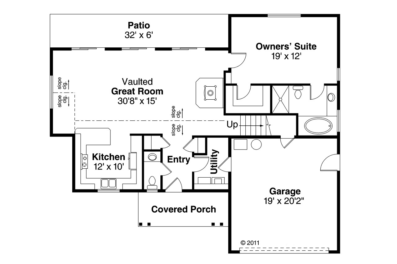 Country House Plan - Oakview 30-851 - 1st Floor Plan 