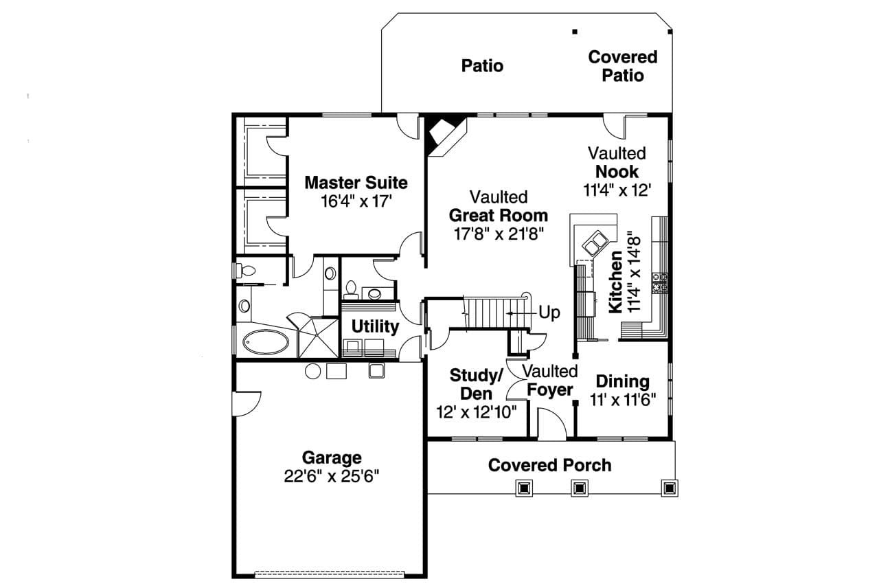 Craftsman House Plan - Wilsonville 30-517 - 1st Floor Plan 
