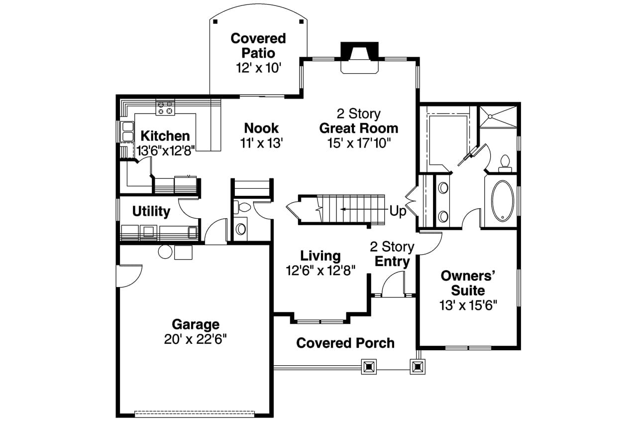 Craftsman House Plan - Westdale 30-572 - 1st Floor Plan 