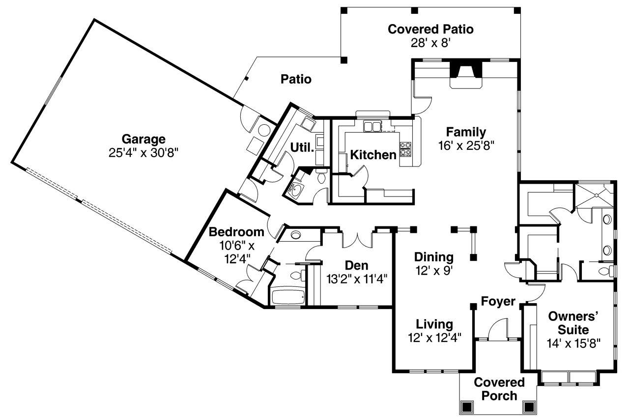 Mediterranean House Plan - Chatsworth 30-227 - 1st Floor Plan 