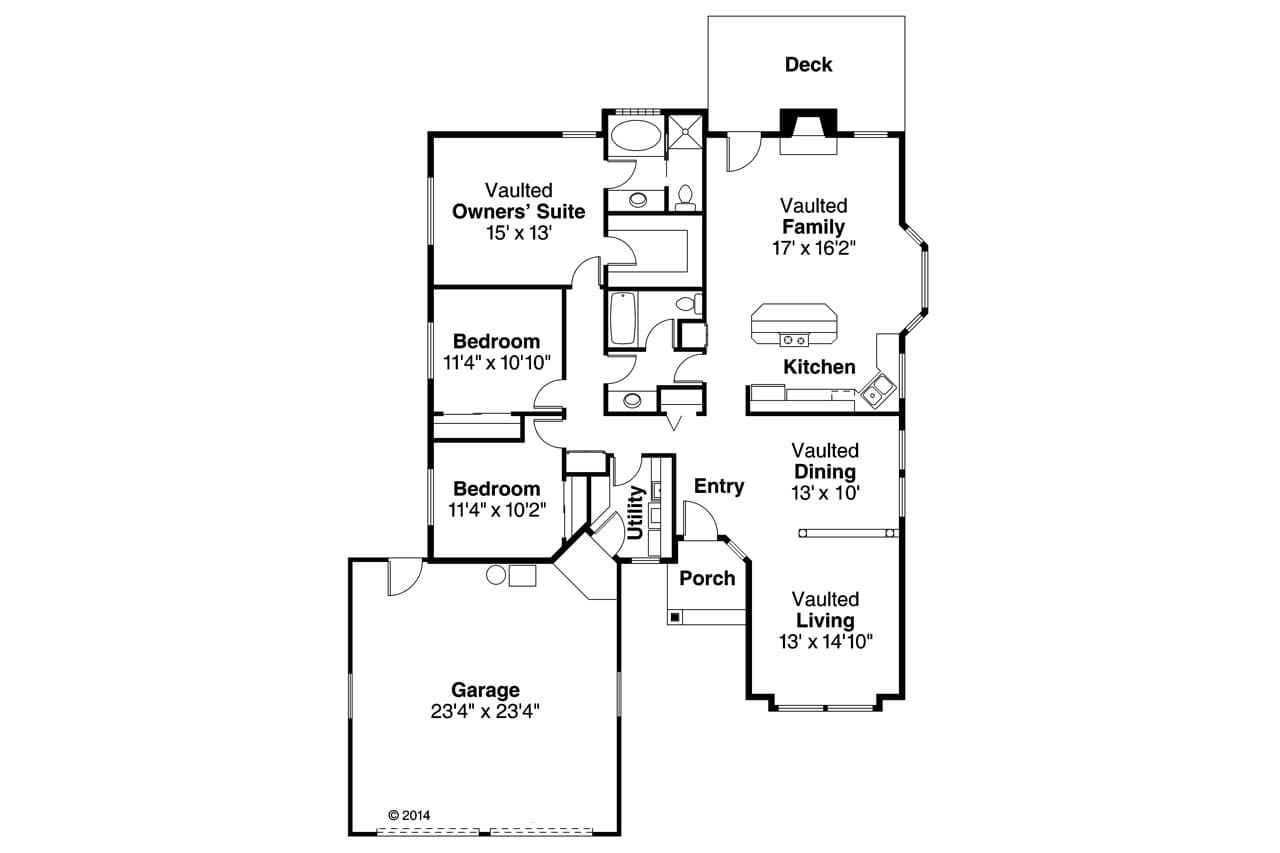 Traditional House Plan - Akron 10-038 - 1st Floor Plan 