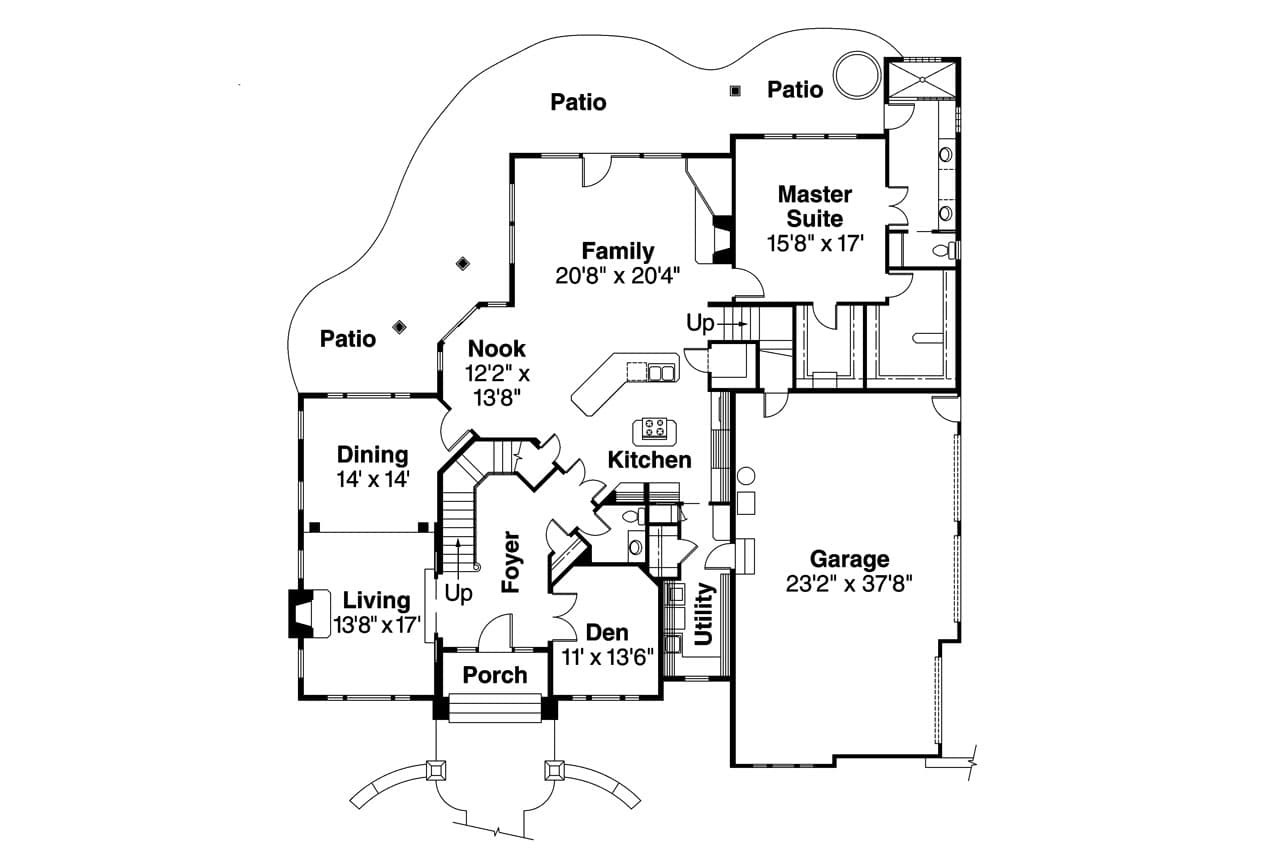 European House Plan - Stonehaven 30-465 - 1st Floor Plan 