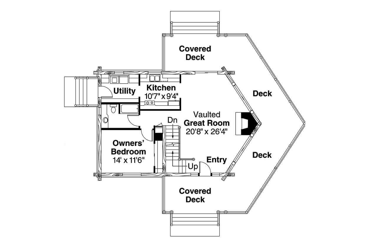 Stillwater A-Frame House Plan - First Floor Plan -  