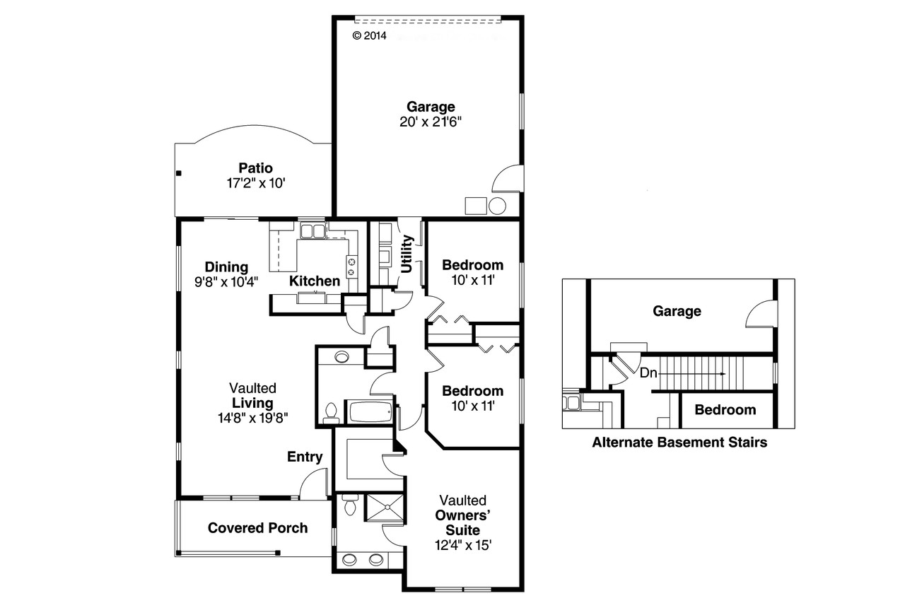 Cottage House Plan - Callaway 30-641 - 1st Floor Plan 