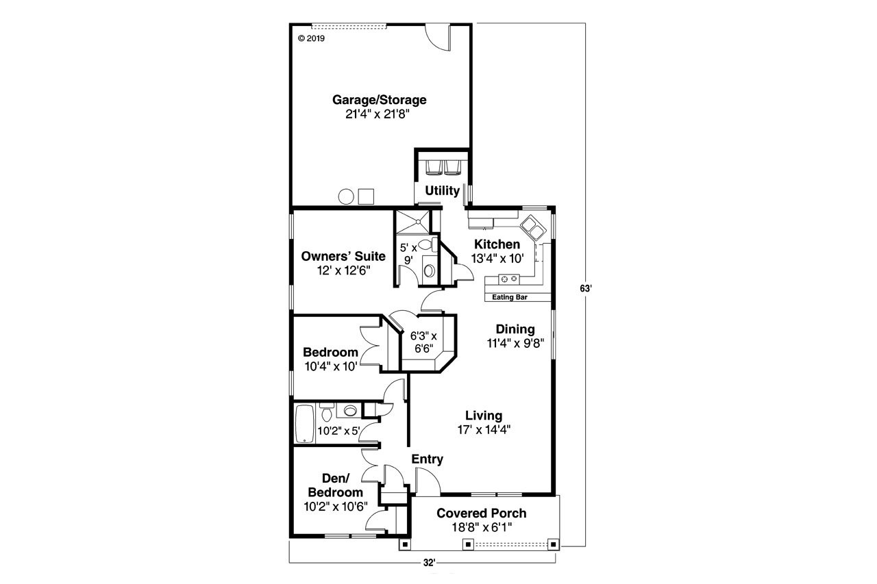 Craftsman House Plan - Cleveland 30-105 - 1st Floor Plan 