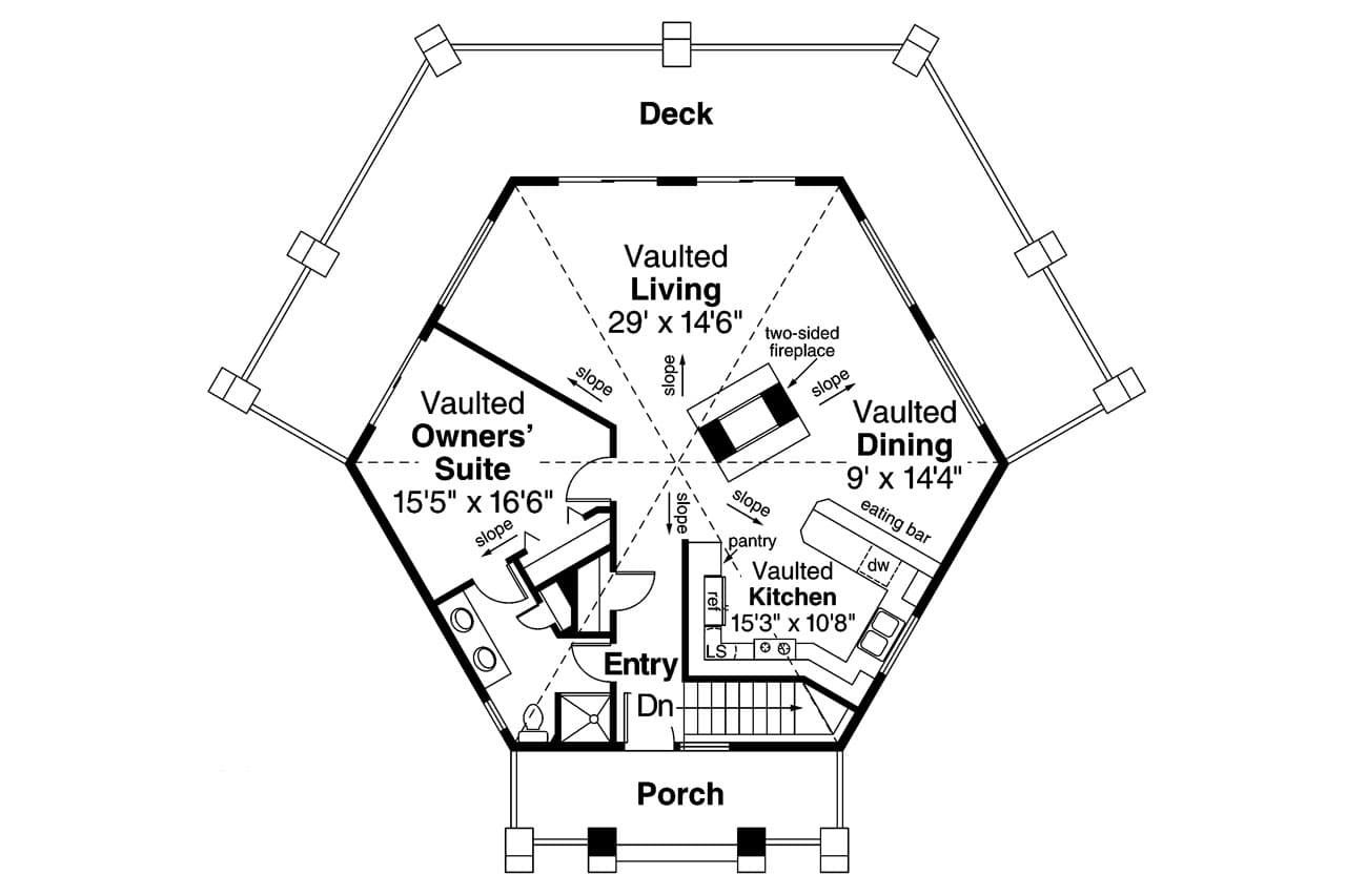 Prairie House Plan - Grandview 10-249 - 1st Floor Plan 