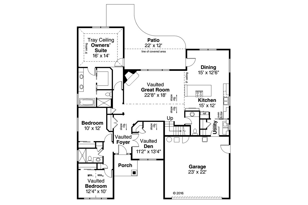 Ranch House Plan - Barrington 31-058 - 1st Floor Plan 