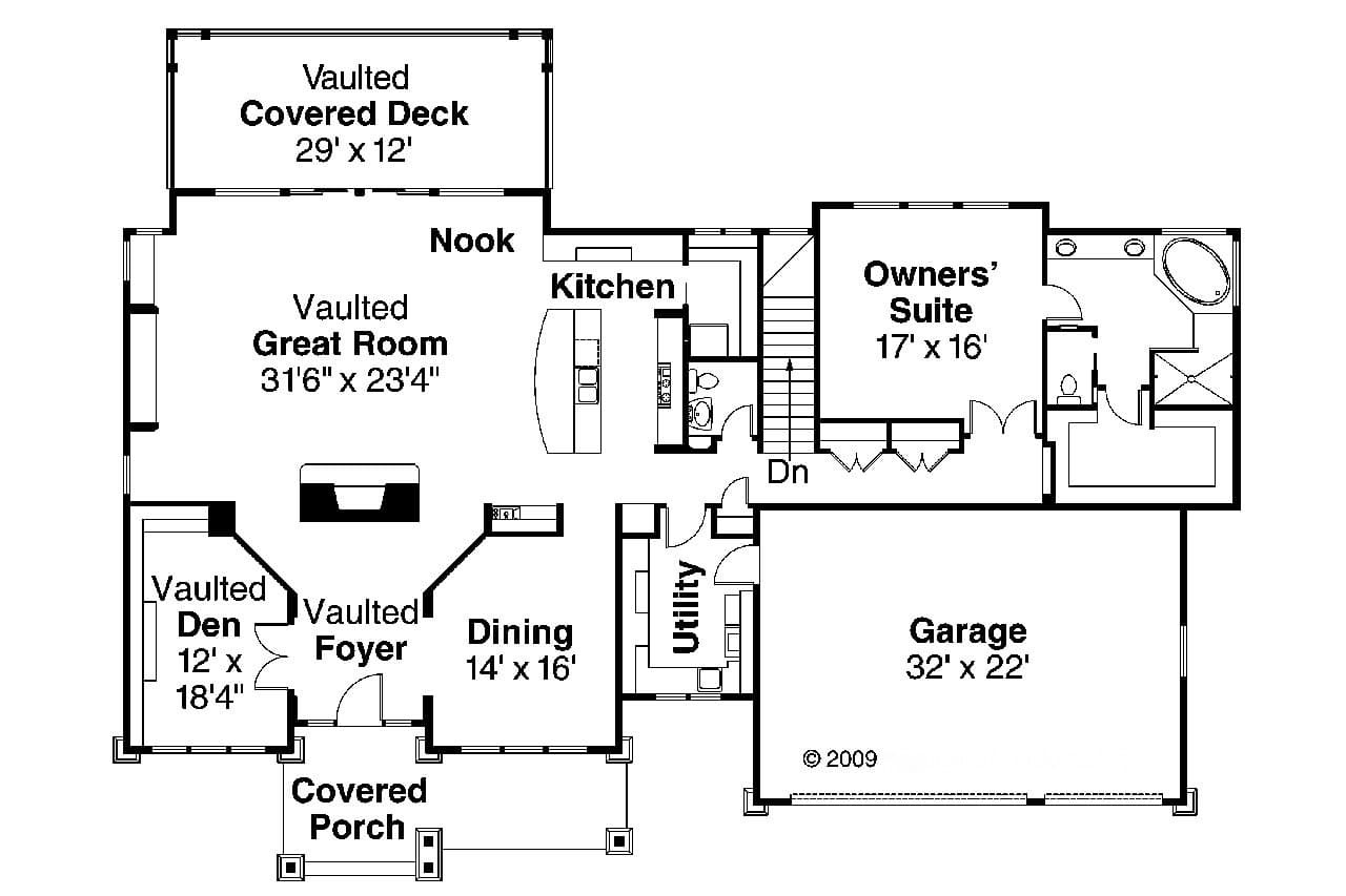 Craftsman House Plan - Pacifica 30-683 - 1st Floor Plan 