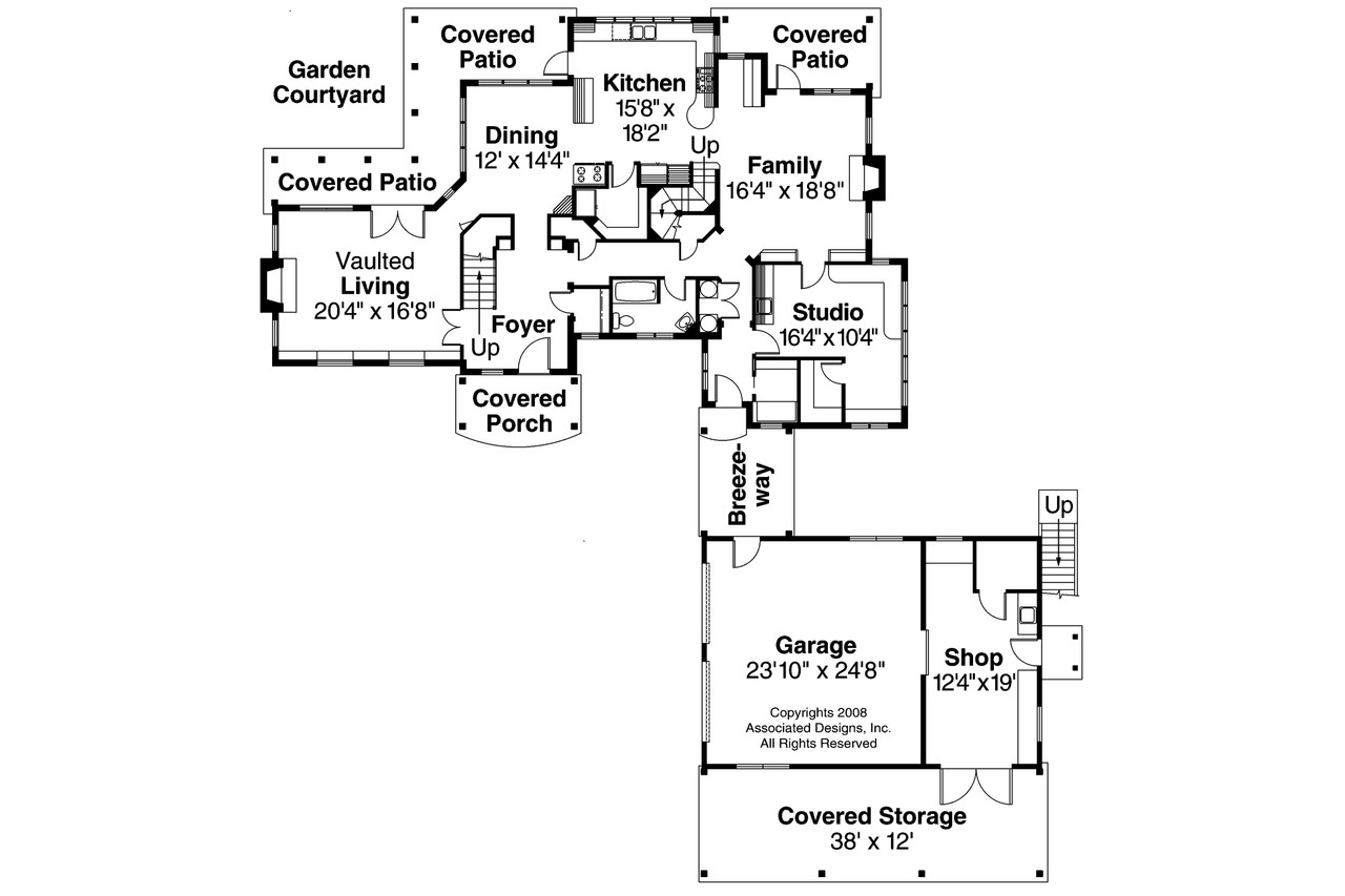 Mountain Rustic House Plan - Petersfield 30-542 - 1st Floor Plan 