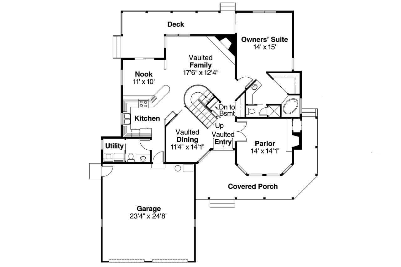 Country House Plan - Corbin 10-020 - 1st Floor Plan 