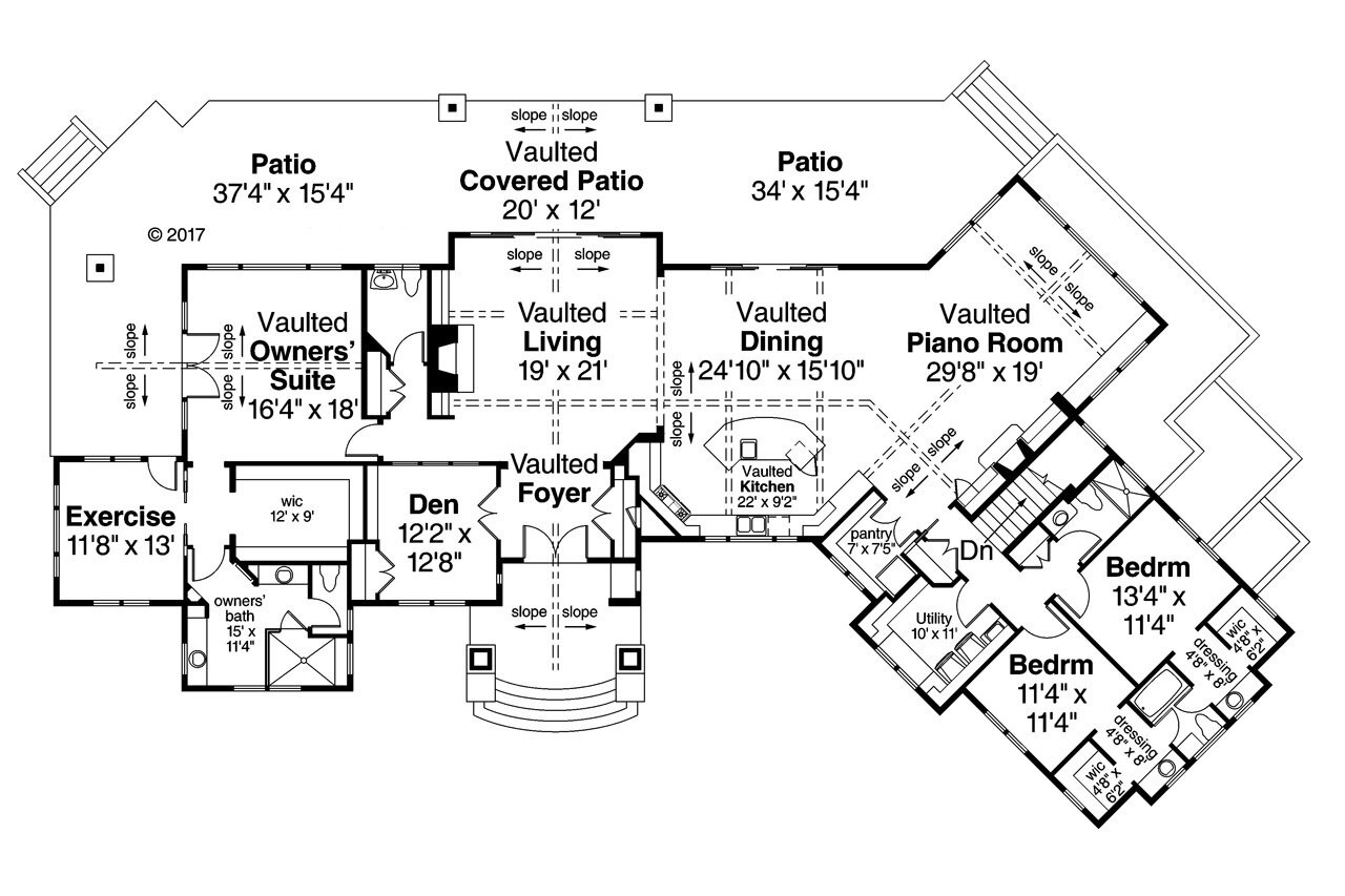 European House Plan - Delfino 31-062 - 1st Floor Plan 