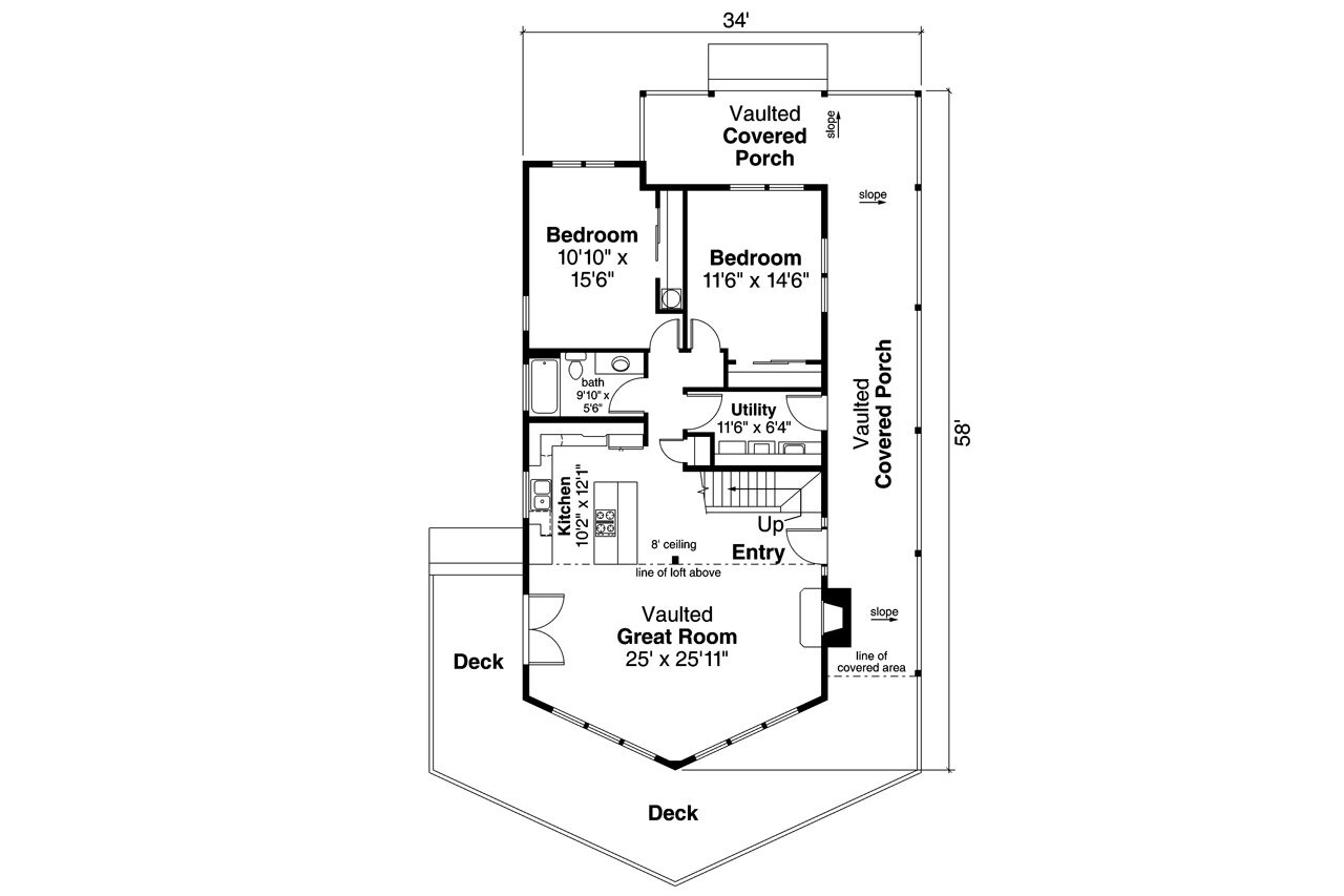 A-Frame House Plan - Logsden 31-075 - 1st Floor Plan 