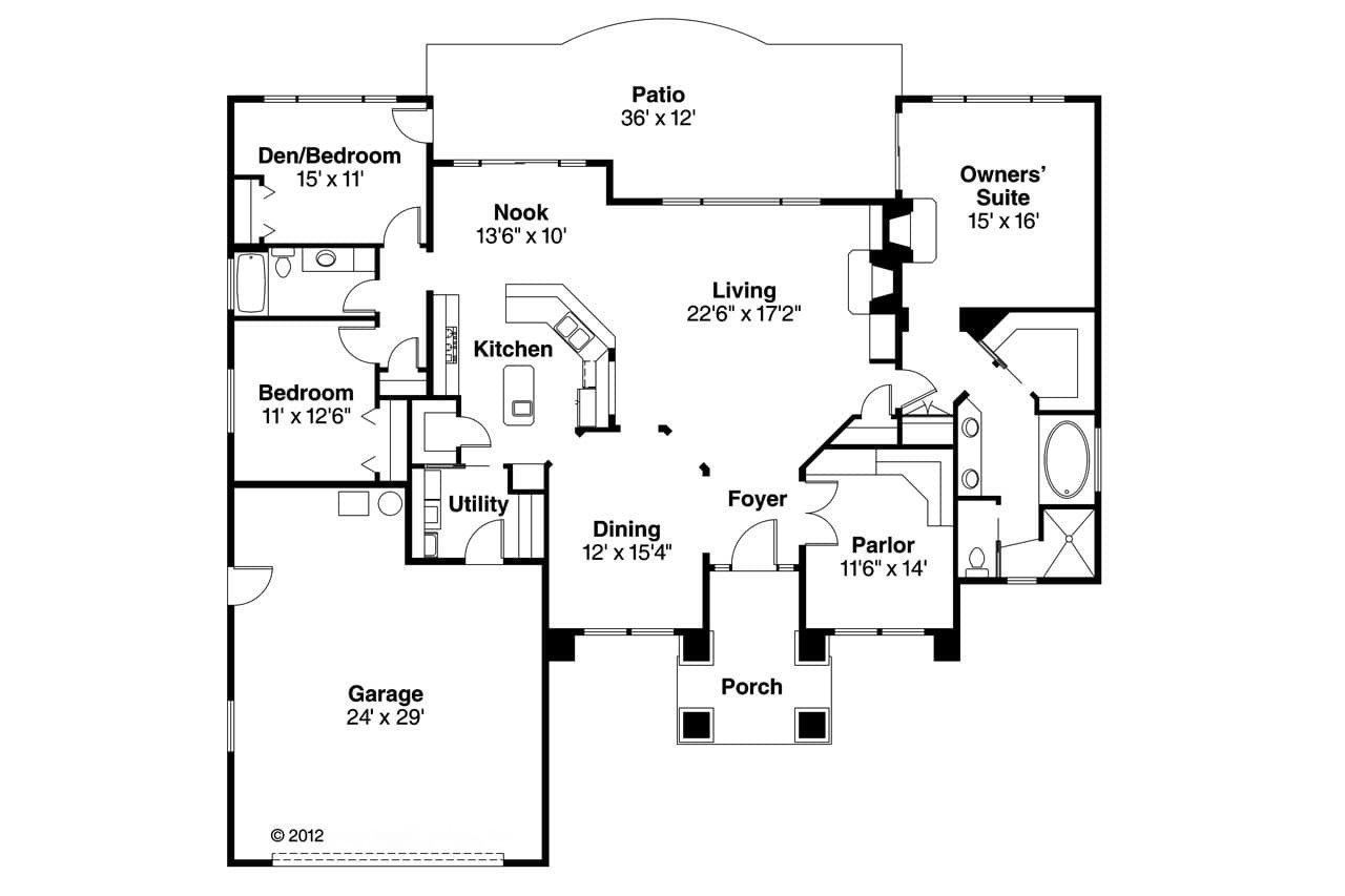 Mediterranean House Plan - Royston 30-398 - 1st Floor Plan 