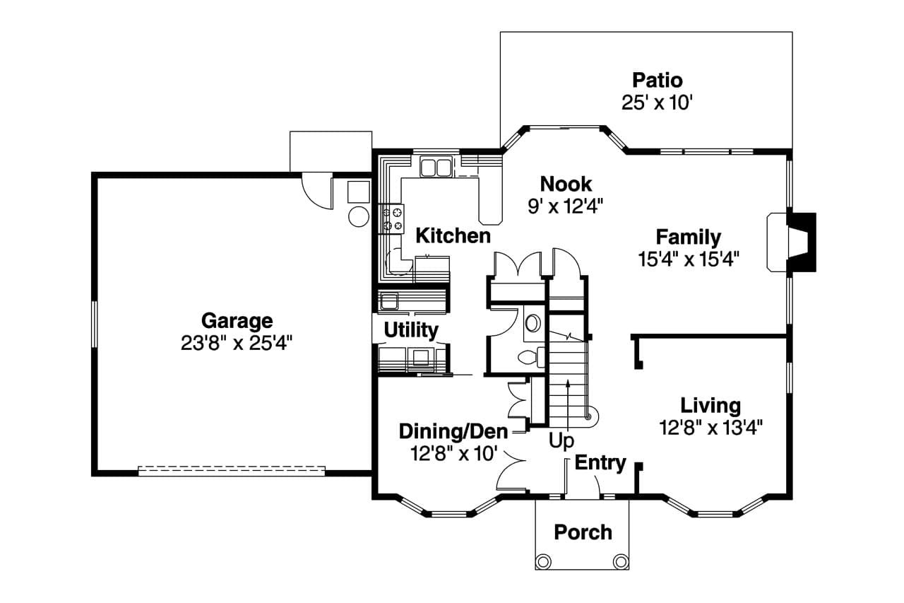 Colonial House Plan - Ellsworth 30-222 - 1st Floor Plan 