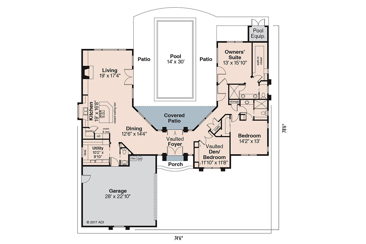 Mediterranean House Plan - Jacobsen 30-397 - 1st Floor Plan 