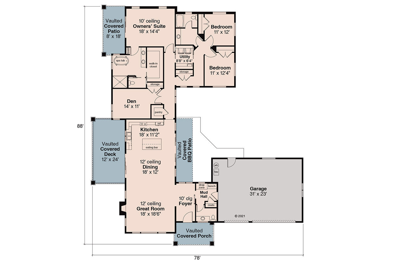 Modern House Plan - Woodland 31-244 - 1st Floor Plan 
