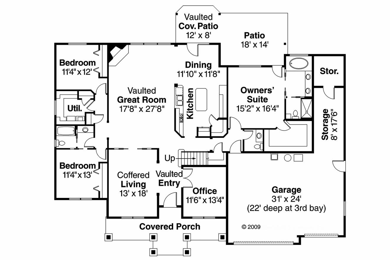 Country House Plan - Allison 30-608 - 1st Floor Plan 