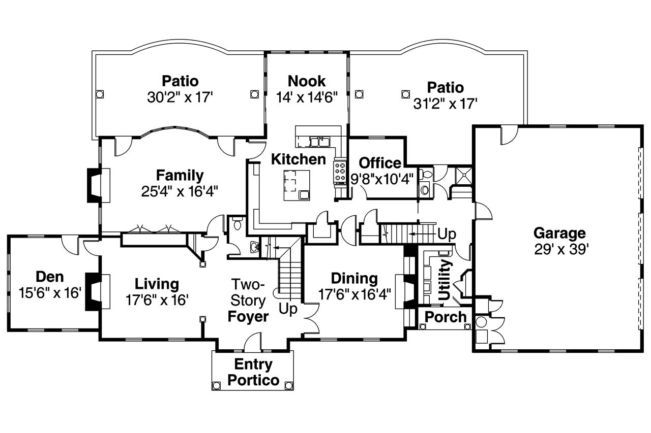 European House Plan - Edgewood 30-313 - 1st Floor Plan 
