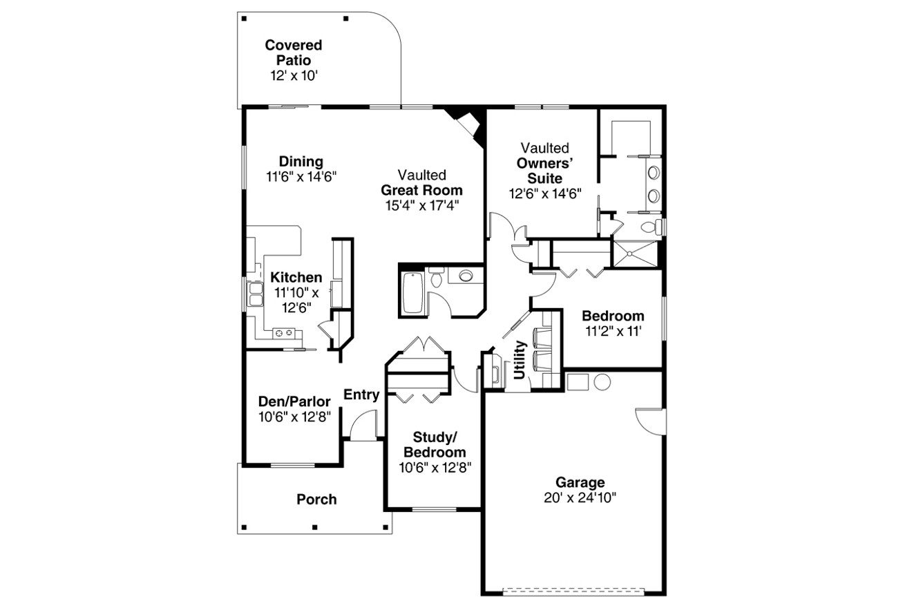 Ranch House Plan - Eastford 30-925 - 1st Floor Plan 