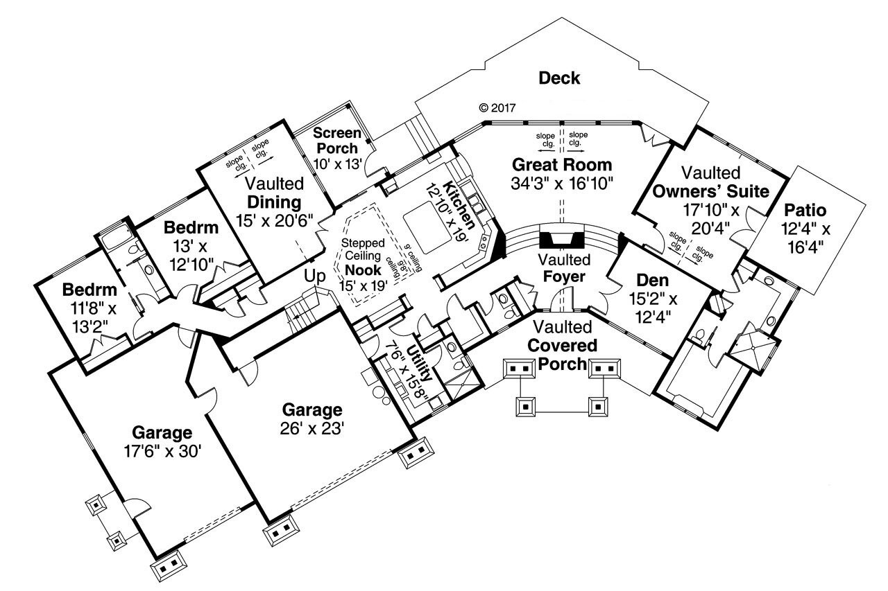 Lodge Style House Plan - Silverton 30-757 - 1st Floor Plan 