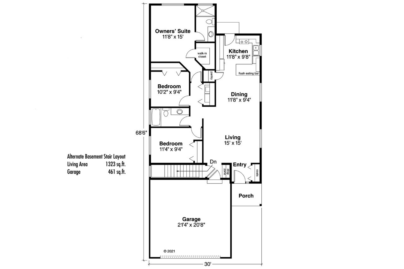 Ranch House Plan - Greer 30-484 - Optional Floor Plan 