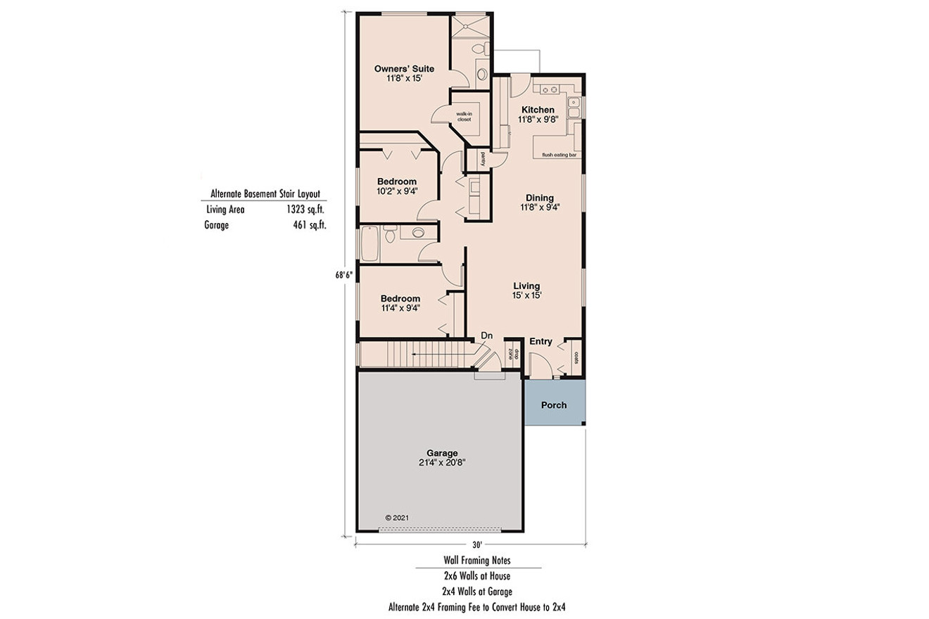 Ranch House Plan - Greer 30-484 - Optional Floor Plan 