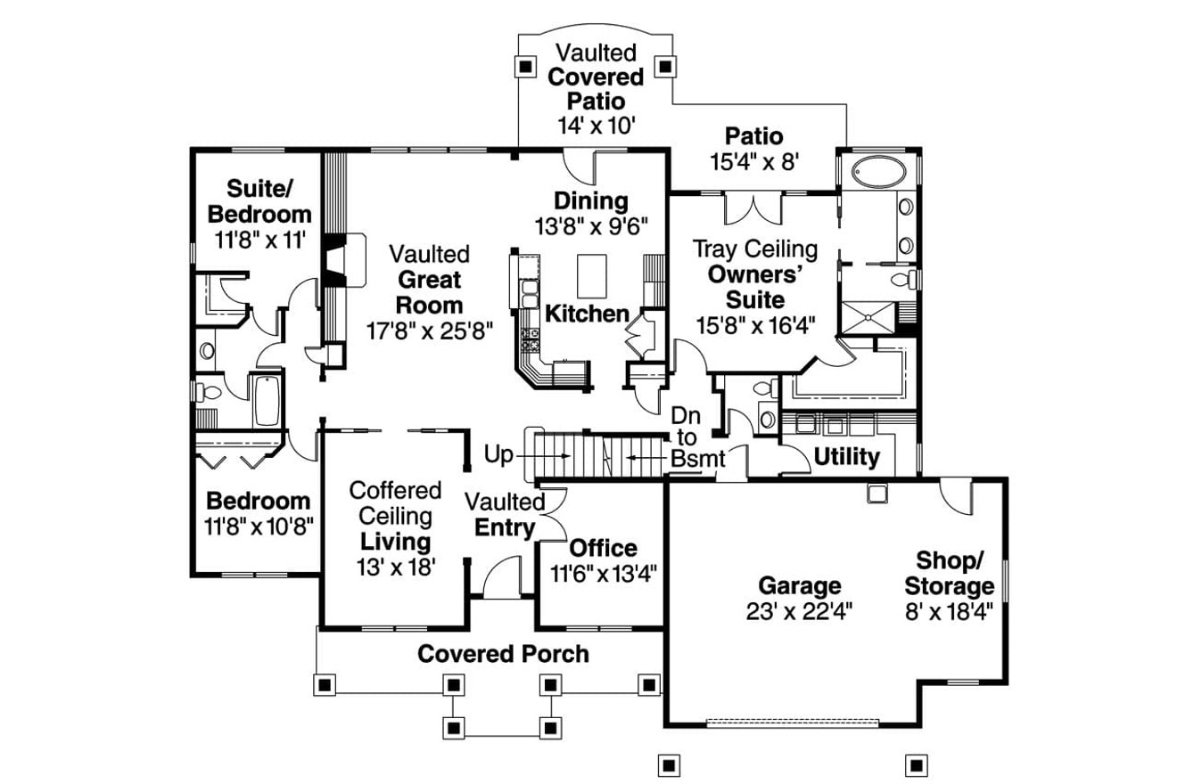 Country House Plan - Springheart 10-530 - 1st Floor Plan 