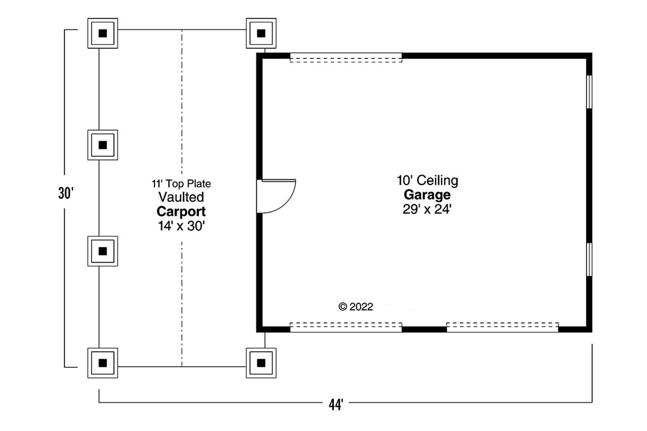 Craftsman House Plan - Garage 20-021 - 1st Floor Plan 