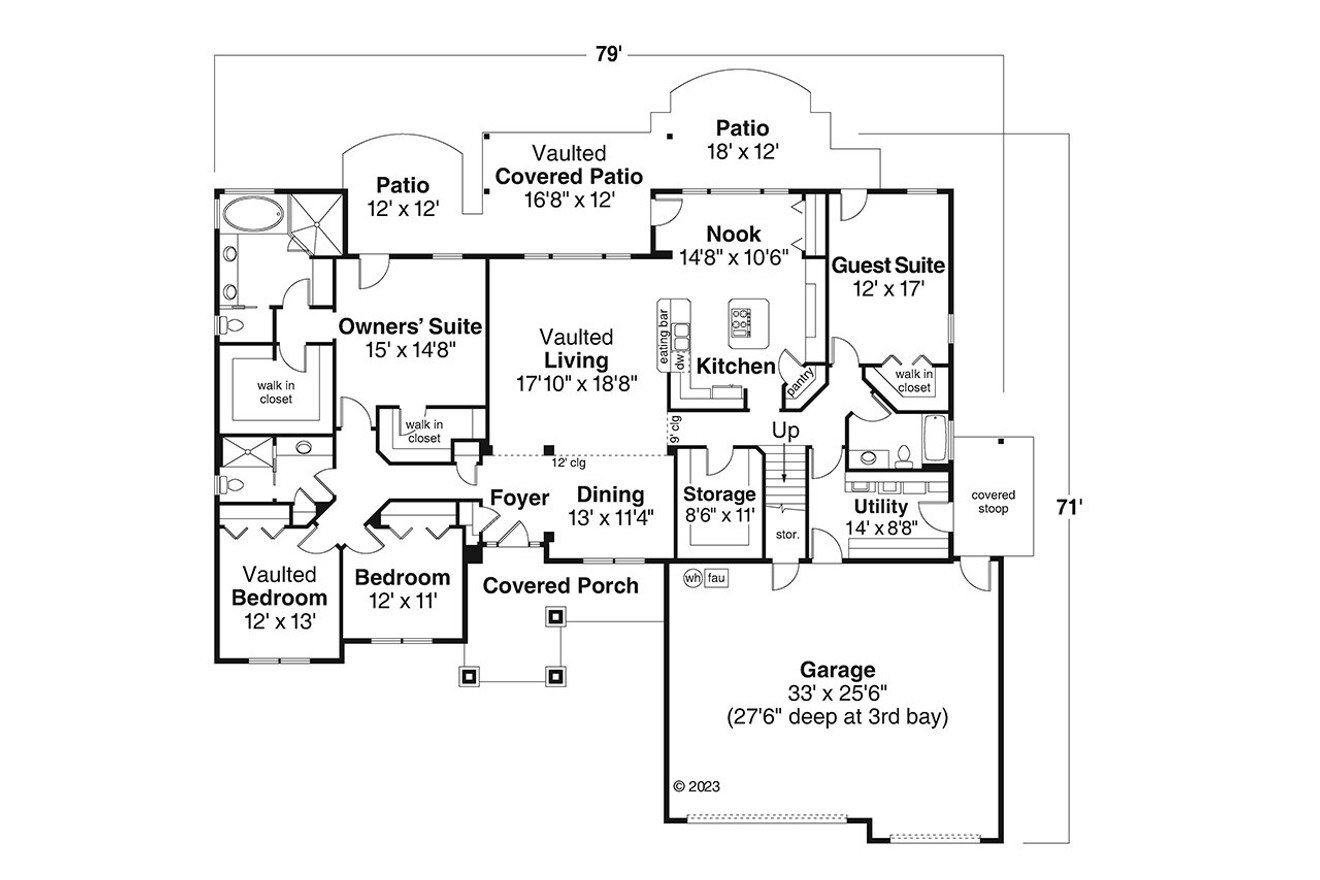 European House Plan - Landry 30-665 - 1st Floor Plan 