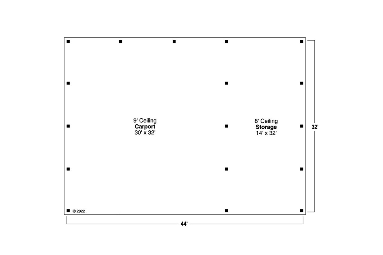 Country House Plan - Carport 20-301 - 1st Floor Plan 