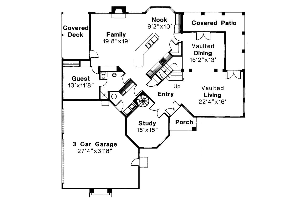 Spanish House Plan - Stanfield 11-084 - 1st Floor Plan 