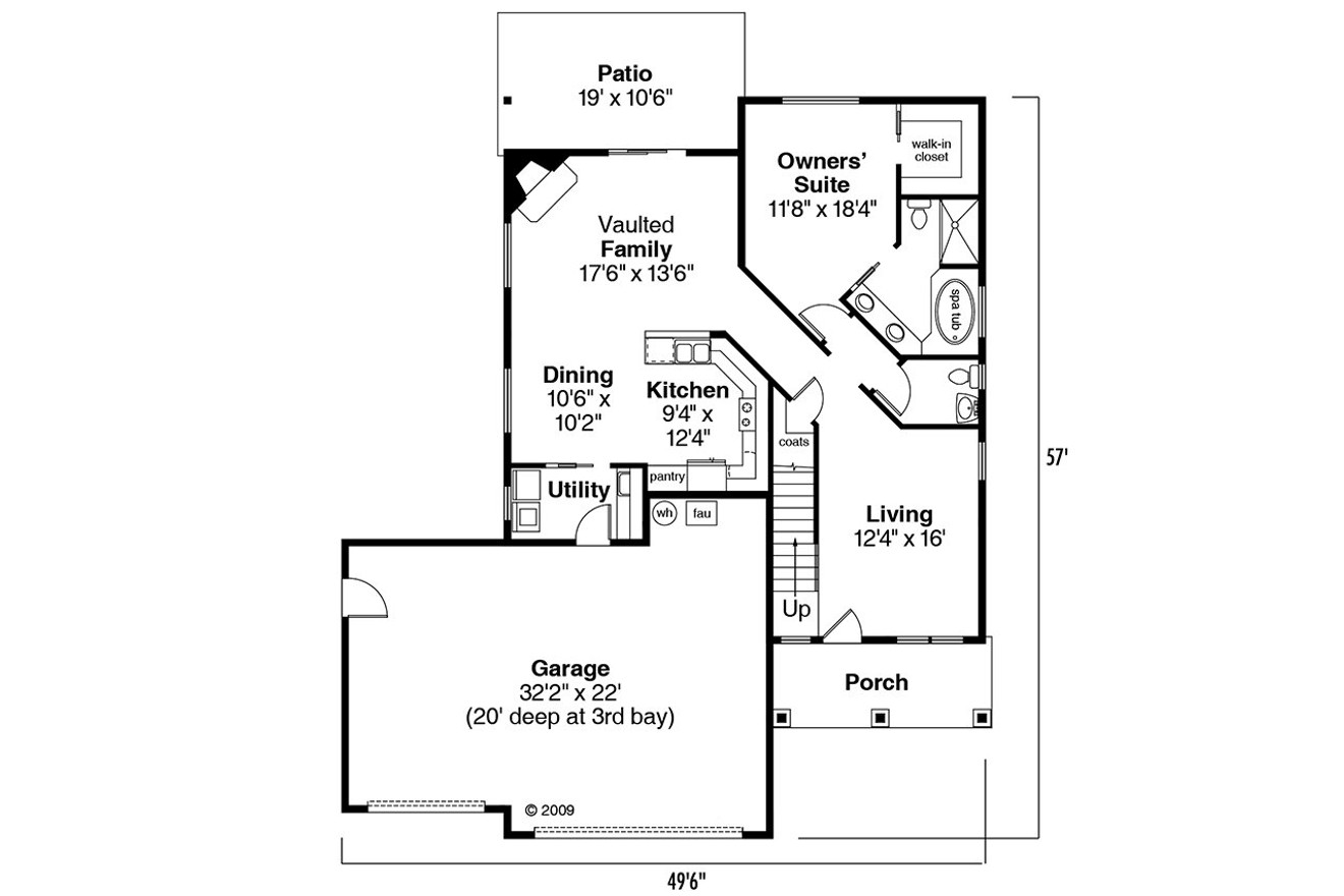 Craftsman House Plan - Eastham 30-622 - 1st Floor Plan 