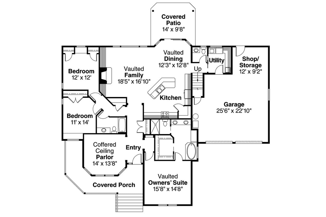 Country House Plan - Cumberland 30-606 - 1st Floor Plan 